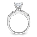 Sterling Silver Rhodium Plated CZ Engagement Ring and CZ Wedding Band Two Piece Set