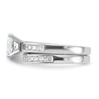 Sterling Silver Rhodium-plated 2-Piece CZ Wedding Set Ring