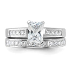 Sterling Silver Rhodium-plated 2-Piece CZ Wedding Set Ring