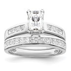 Sterling Silver Rhodium-plated 2-Piece CZ Wedding Set Ring