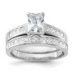 Sterling Silver Rhodium-plated 2-Piece CZ Wedding Set Ring