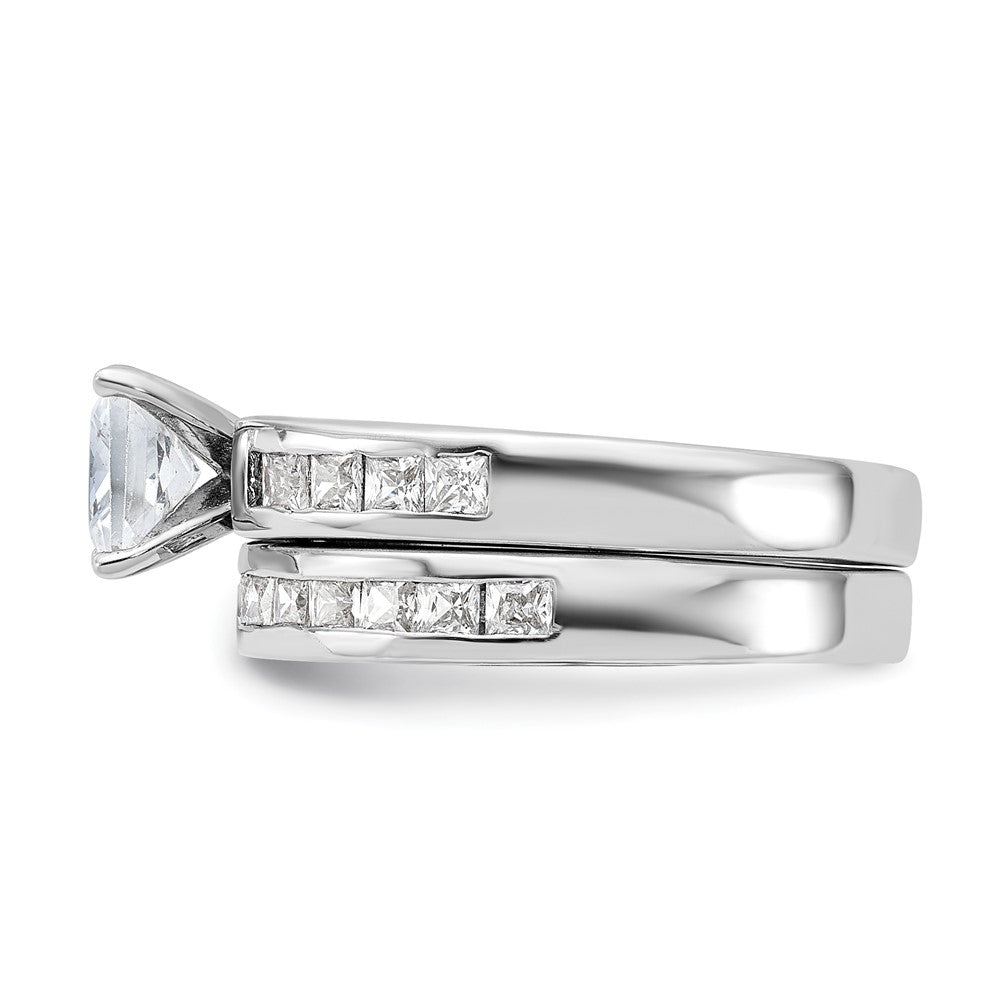 Sterling Silver Rhodium-plated 2-Piece CZ Wedding Set Ring