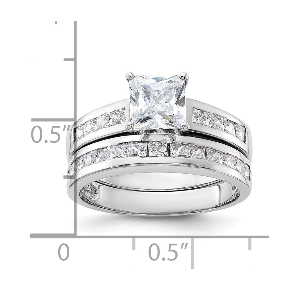 Sterling Silver Rhodium-plated 2-Piece CZ Wedding Set Ring