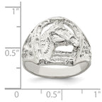 Sterling Silver Horseshoe with Horse Head Ring