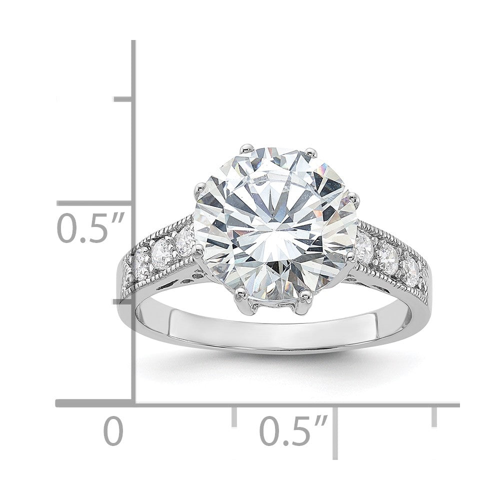 Sterling Silver Rhodium-plated CZ Ring