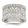 Sterling Silver Rhodium-plated Polished CZ Vintage Ring
