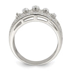 Sterling Silver Rhodium-plated Polished CZ Vintage Ring