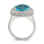 Sterling Silver Rhodium-plated Blue CZ Ring