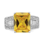 Sterling Silver Yellow & Clear CZ Ring