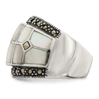 Sterling Silver Marcasite & Mother of Pearl Ring