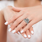Sterling Silver Antiqued Rectangular Locket Ring
