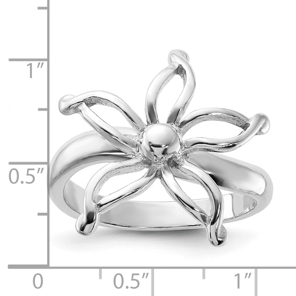 Sterling Silver Polished Flower Ring
