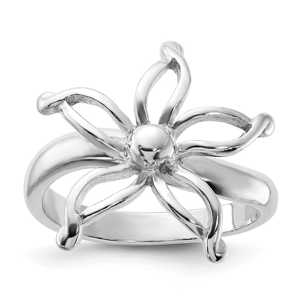 Sterling Silver Polished Flower Ring