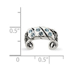 Sterling Silver Antiqued Blue Stellux Crystal Toe Ring