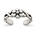 Sterling Silver Antiqued Floral Toe Ring