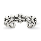 Sterling Silver Antiqued Stellux Crystal Toe Ring