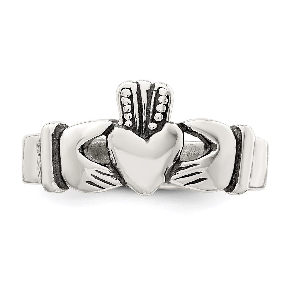 Sterling Silver Antiqued Claddagh Ring