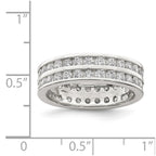 Sterling Silver Rhodium-plated Double Row CZ Band