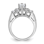 Sterling Silver Rhodium-plated Marquise Shape Center CZ Ring