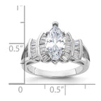 Sterling Silver Rhodium-plated Marquise Shape Center CZ Ring