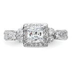 Sterling Silver Rhodium-plated Square CZ Ring