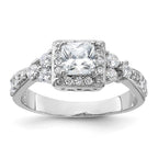 Sterling Silver Rhodium-plated Square CZ Ring