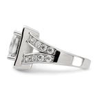 Sterling Silver w/ Rose-tone Vermeil Polished Square Pink & Clear CZ Ring