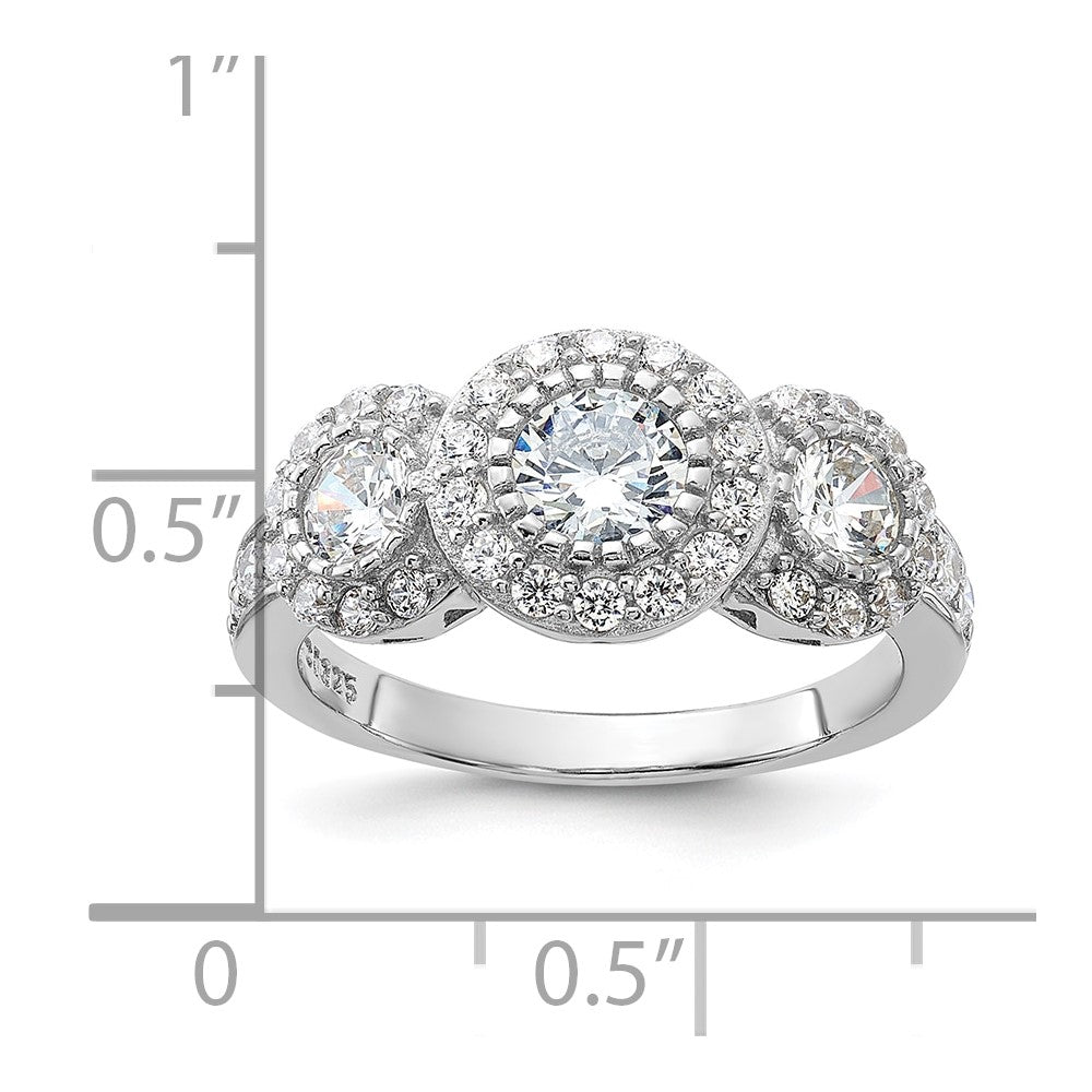 Sterling Silver CZ 3-stone Ring