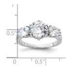 Sterling Silver Rhodium-plated 3 Stone CZ Ring