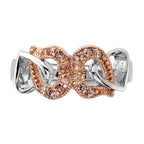Sterling Silver & Rose-tone Vermeil Polished Pink CZ Heart Ring