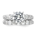 Sterling Silver Rhodium-plated 2-piece CZ Wedding Ring