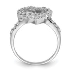 Sterling Silver Polished CZ Open Heart Ring