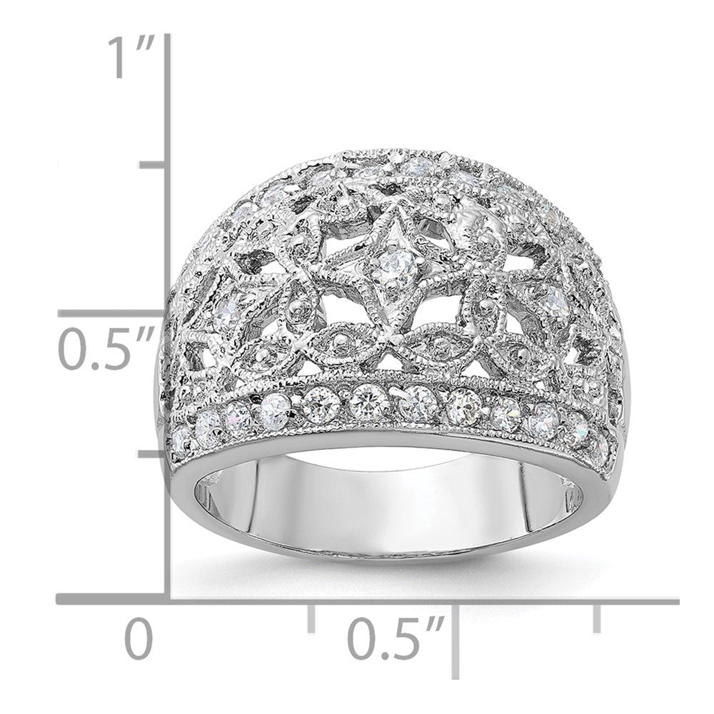 Sterling Silver Polished Fancy CZ Ring
