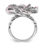 Sterling Silver Polished Pink & Purple CZ Flower Ring