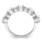 Sterling Silver Rhodium-plated Lab Created Opal and CZ Ring