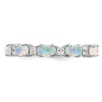 Sterling Silver Rhodium-plated Lab Created Opal and CZ Ring