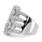 Sterling Silver Polished Floral CZ Ring