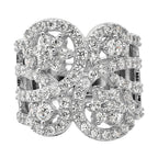 Sterling Silver Polished Floral CZ Ring