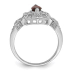 Sterling Silver Dark Red Rhodium-plated Marquise CZ Ring
