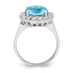 Sterling Silver Rhodium-plated Blue & Clear CZ Ring