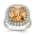 Sterling Silver Champagne & Clear Color CZ Ring