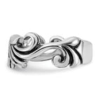 Sterling Silver Polished & Antiqued Curved Design Ring