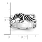 Sterling Silver Polished & Antiqued Curved Design Ring
