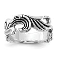 Sterling Silver Polished & Antiqued Curved Design Ring