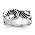 Sterling Silver Polished & Antiqued Curved Design Ring