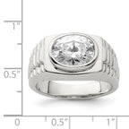 Sterling Silver Rhodium-plated Men's CZ Ring