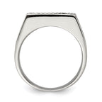 Sterling Silver Rhodium-plated Men's CZ & Onyx Ring