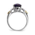 Sterling Silver & 14K Amethyst and Diamond Ring