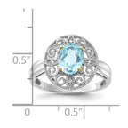 Sterling Silver & 14K Accent Sky Blue Topaz & Diamond Oval Ring