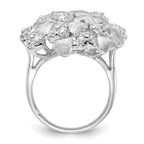 Sterling Silver Satin & CZ Hearts Ring